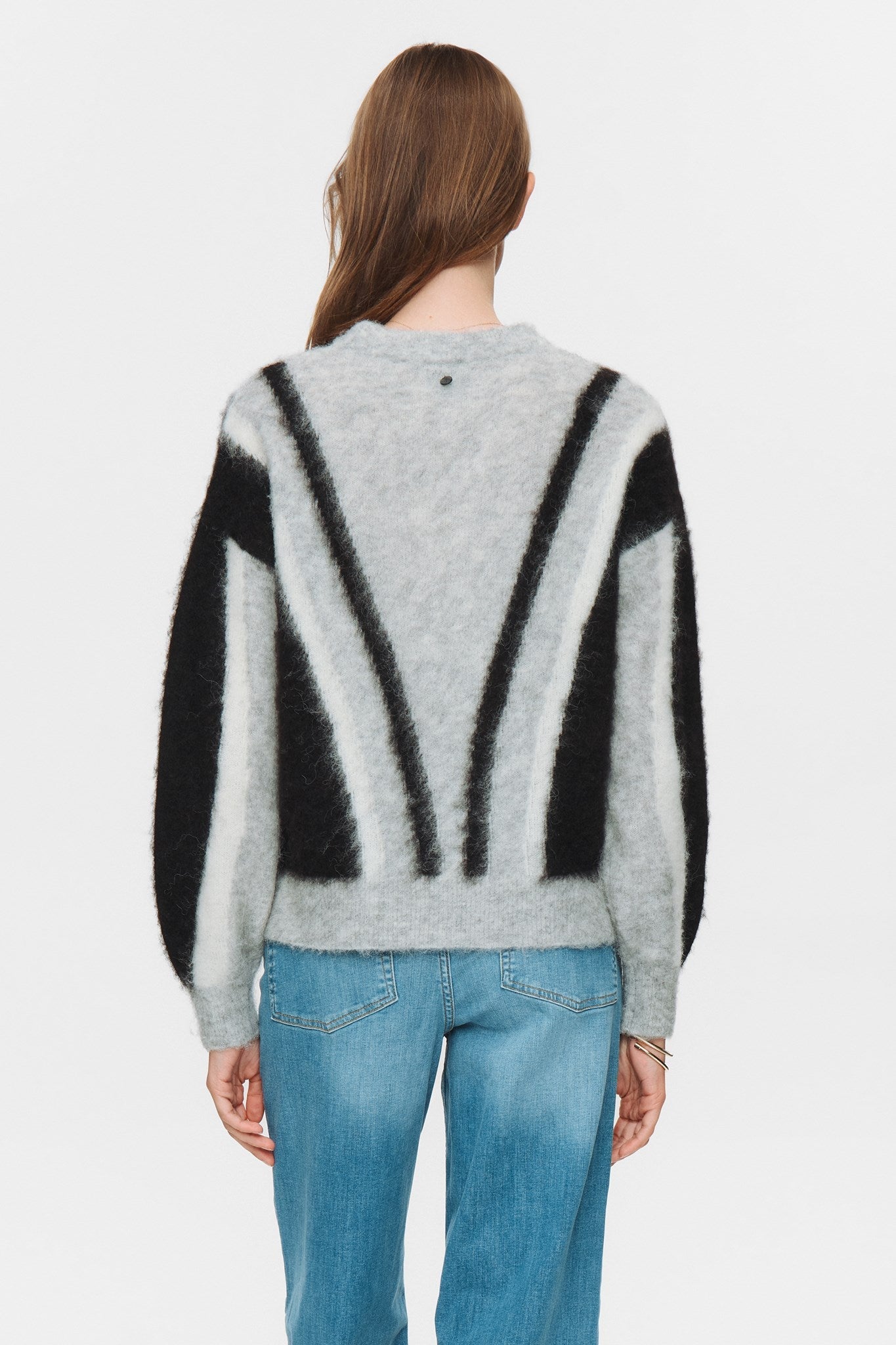 NUSURI BRUSHED PATTERN PULLOVER - Light grey mel