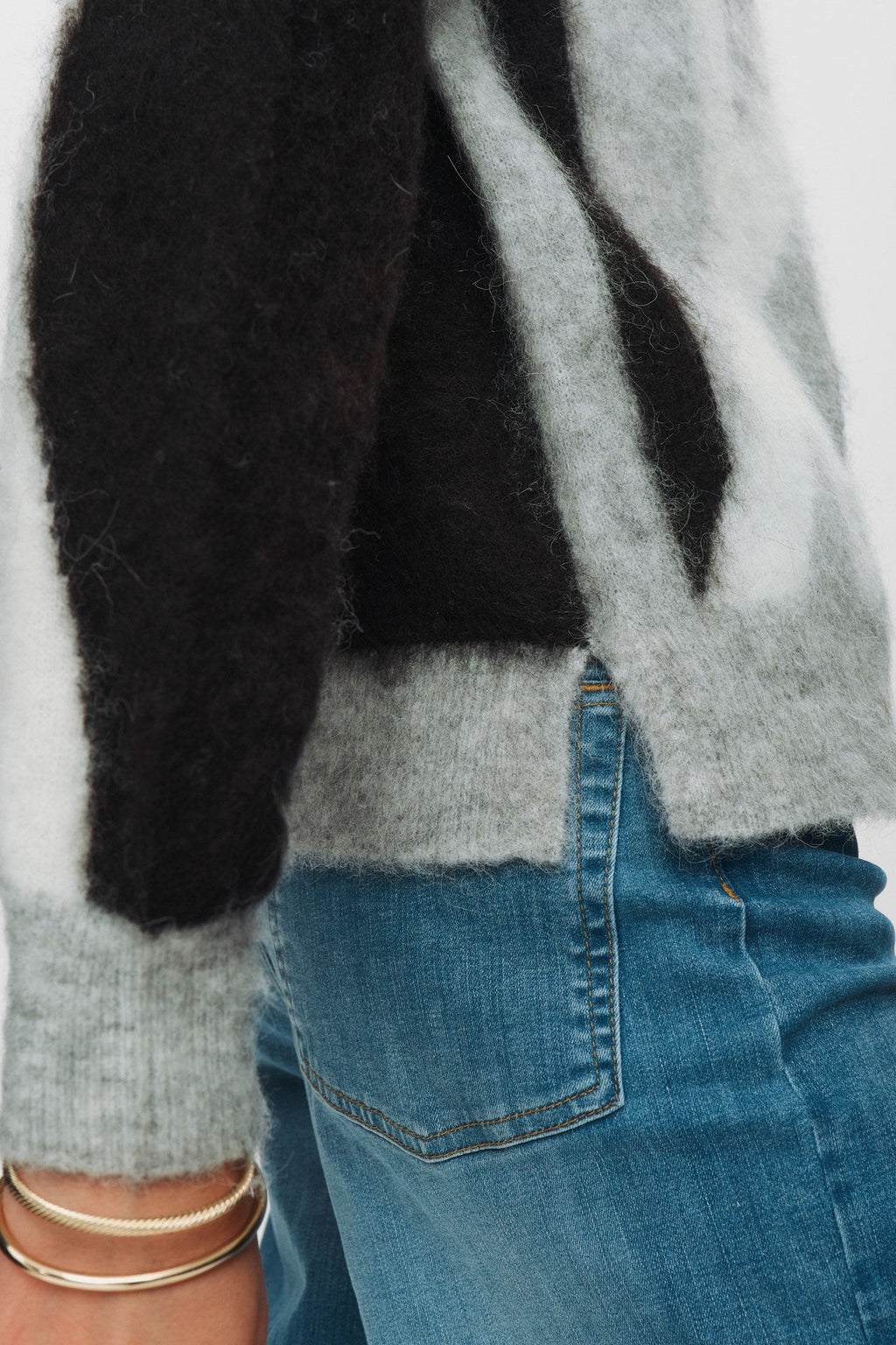 NUSURI BRUSHED PATTERN PULLOVER - Light grey mel