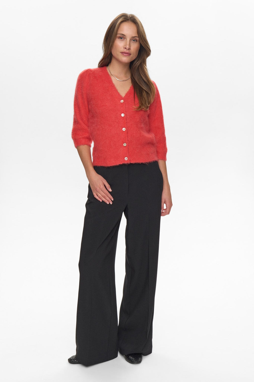 NUSURI BRUSHED SS CARDIGAN - Fiery Red