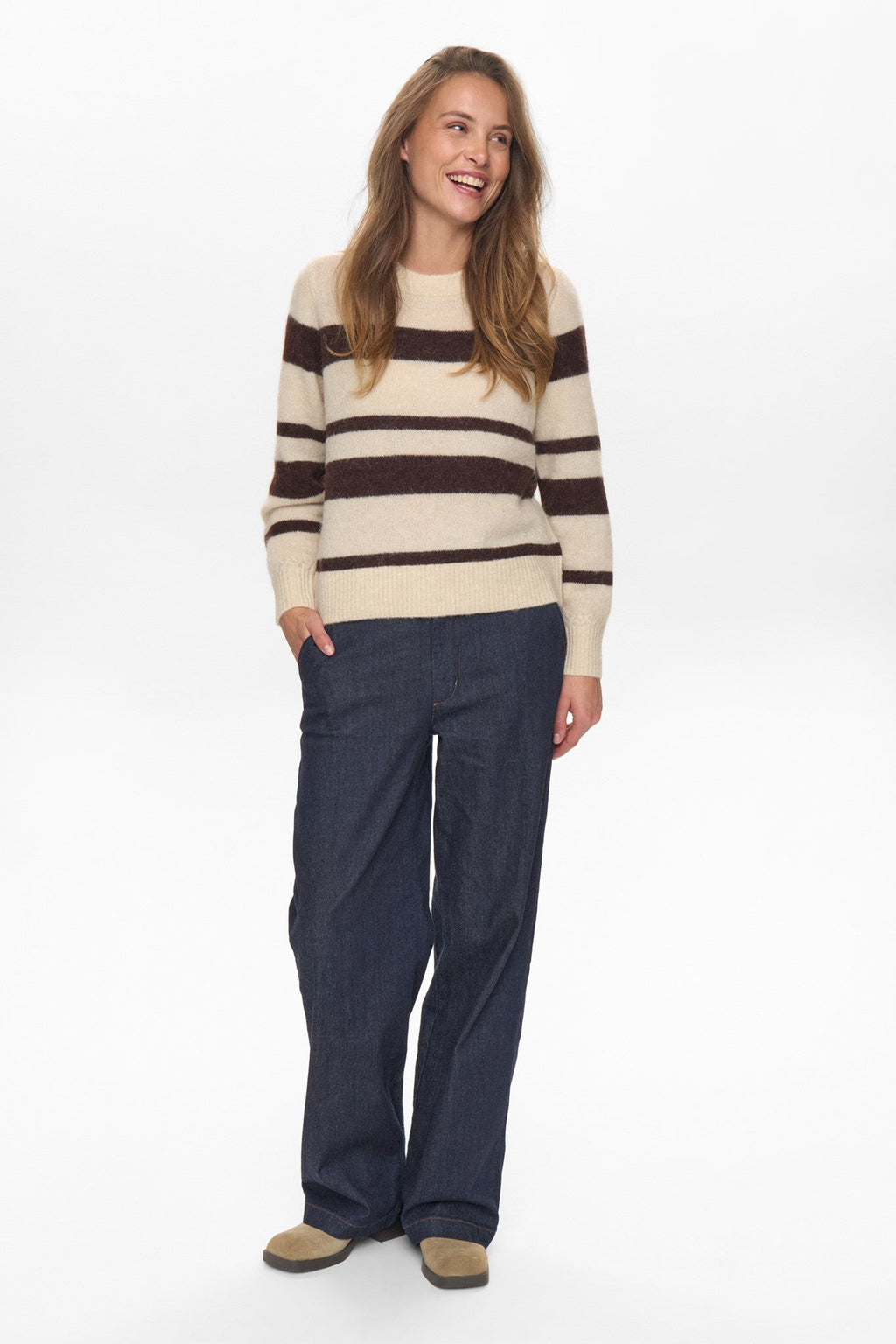 NURIETTE WIDE STRIPE PULLOVER - Black Coffee