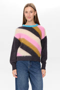NUSURI MULTI STRIPE PULLOVER  - Obsidian