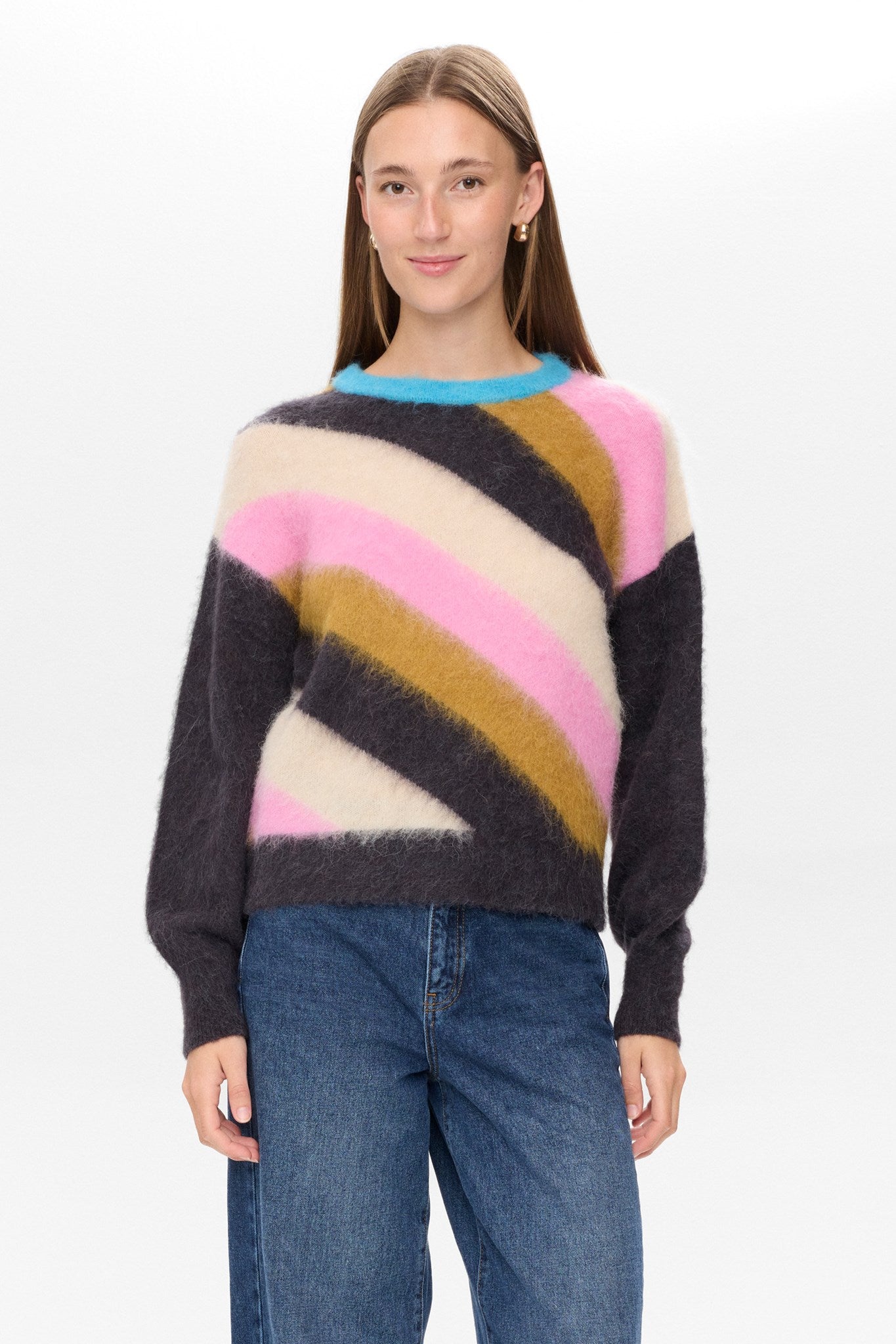 NUSURI MULTI STRIPE PULLOVER  - Obsidian