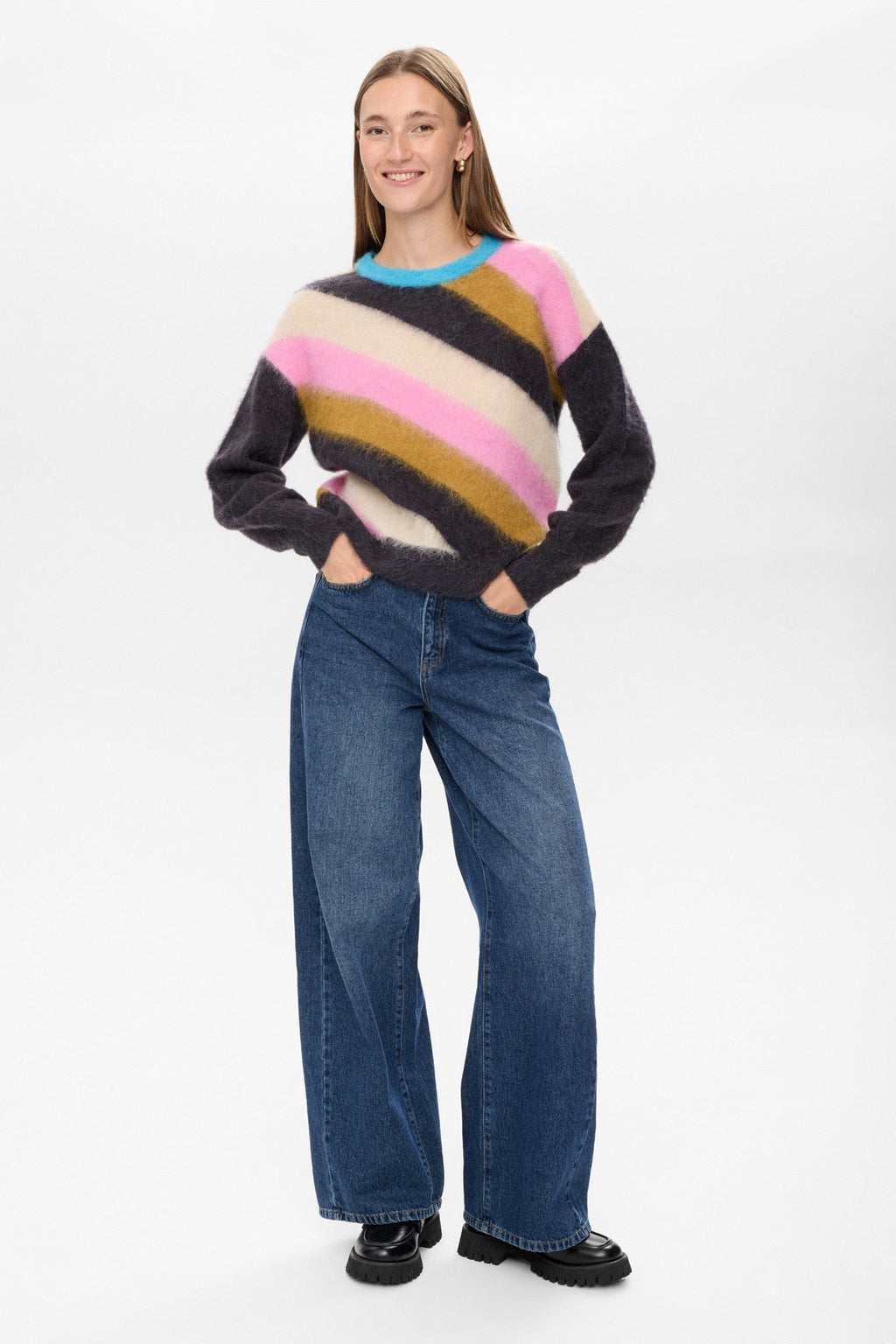 NUSURI MULTI STRIPE PULLOVER  - Obsidian